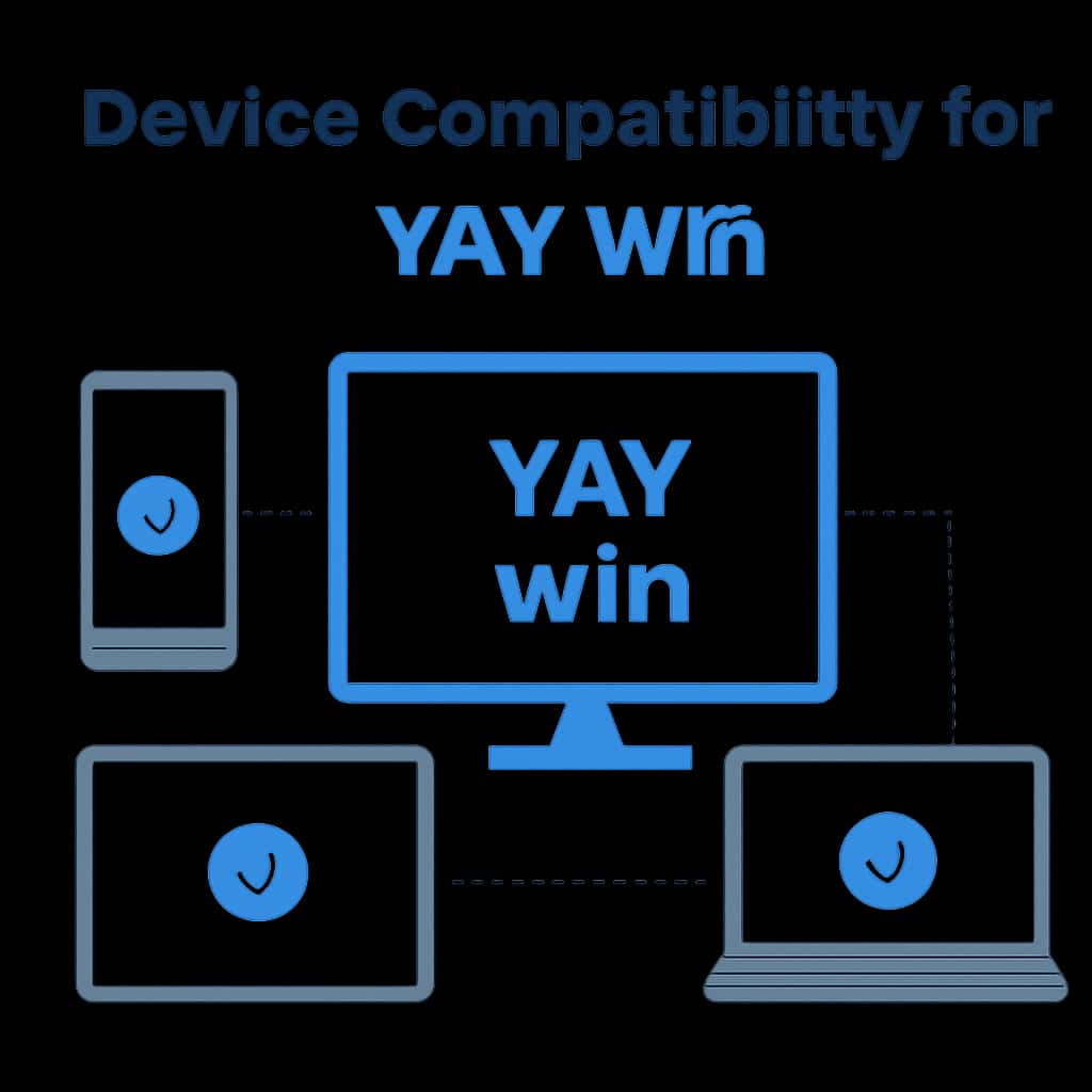 An educational diagram showing device compatibility features for YAY Win.