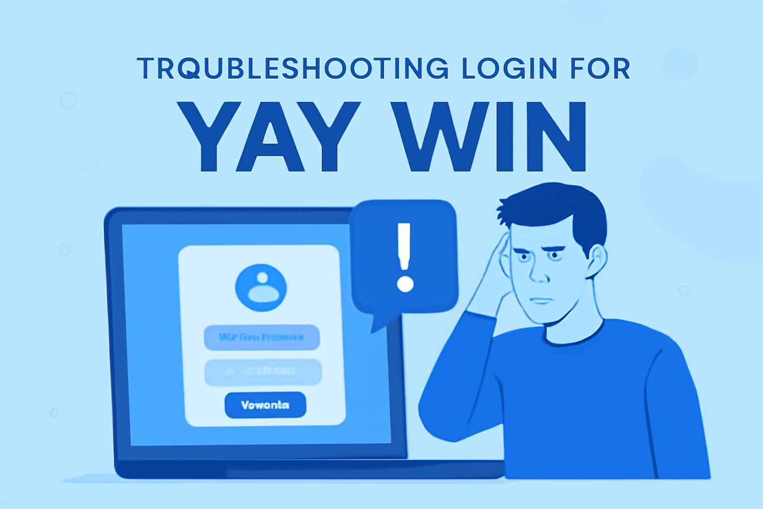 A visual representation of troubleshooting login issues for YAY Win, featuring clean design and the text 'YAY Win' prominently.
