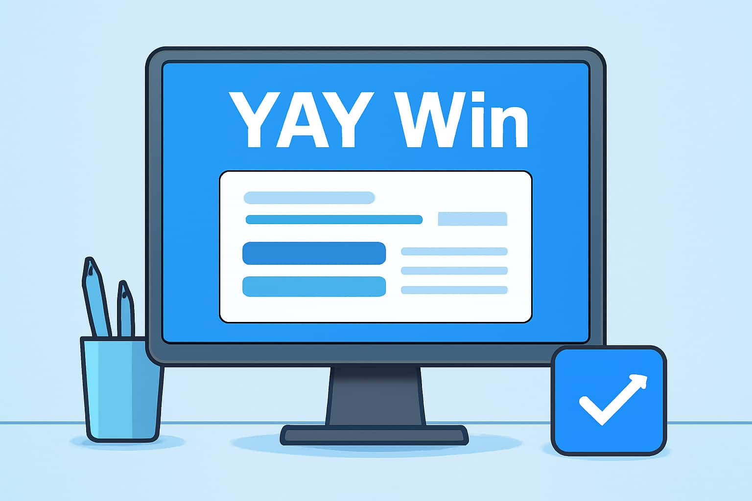 A visual representation of the YAY Win interface with a high-tech aesthetic.
