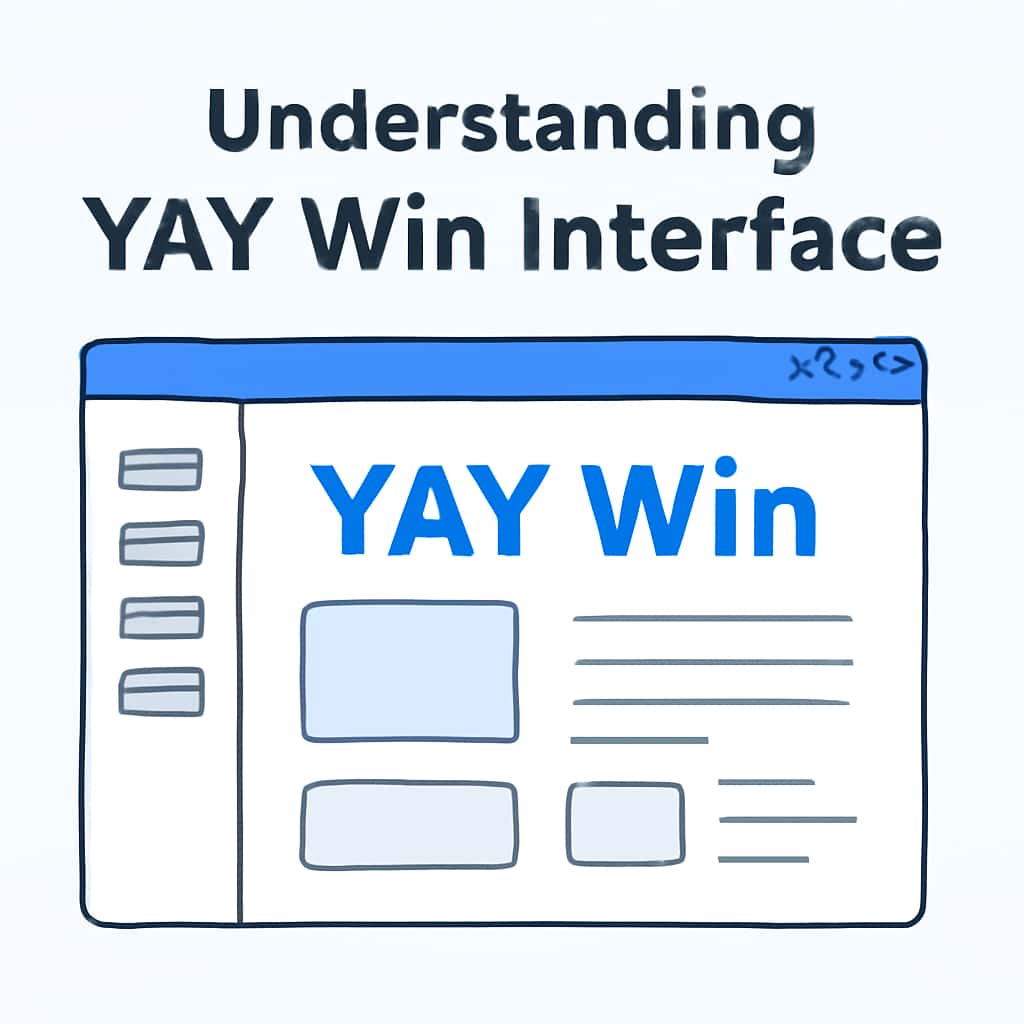 An educational diagram detailing the functionalities of the YAY Win interface.