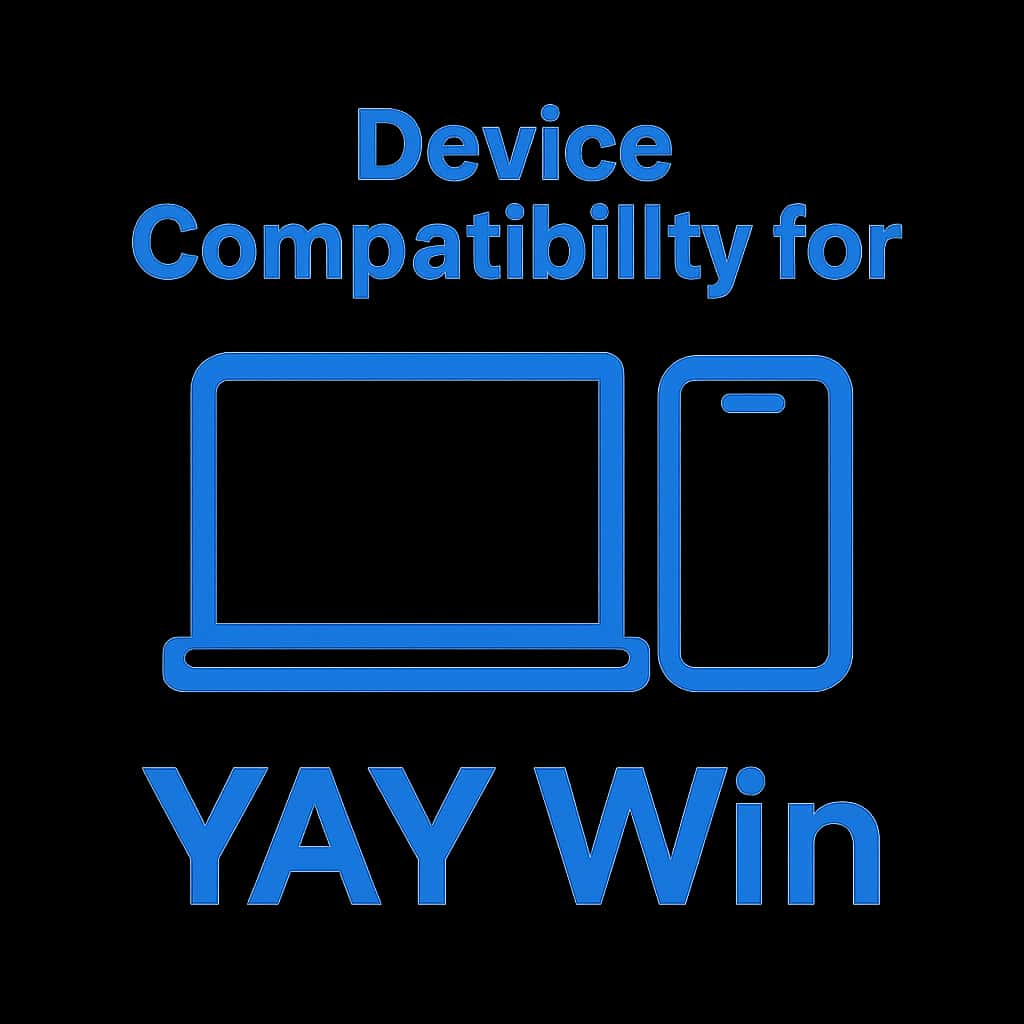 A simple badge design reflecting the theme of device compatibility for YAY Win.