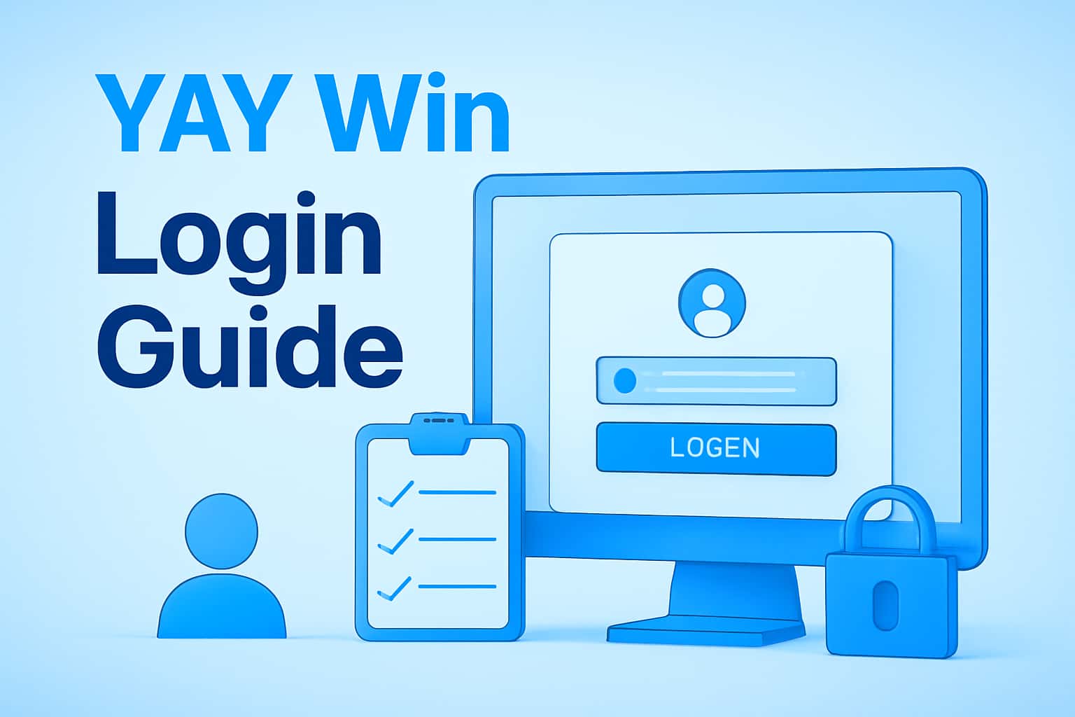 An informative digital scene depicting the YAY Win Login Guide.